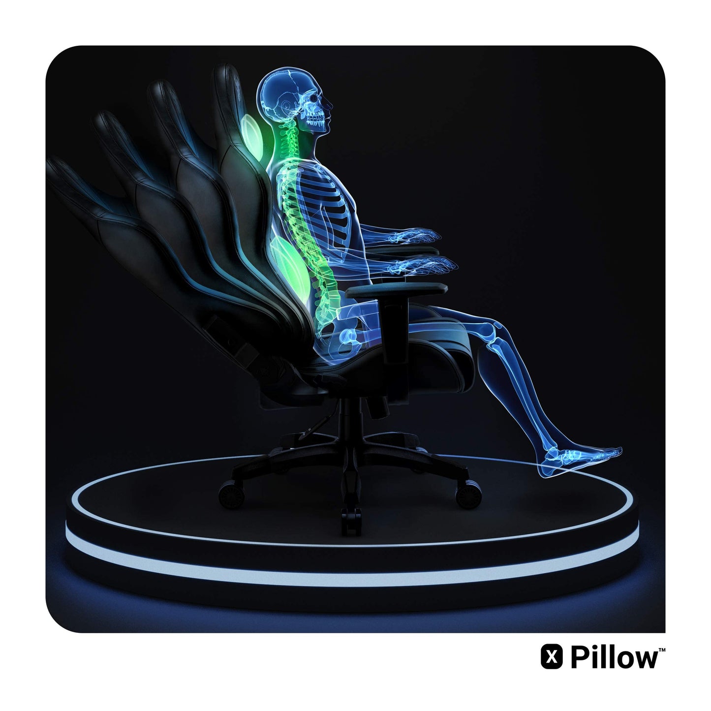 Diablo X-One 2.0 Gaming Stuhl Gamer Chair Bürostuhl Schreibtischstuhl Verstellbare Armlehnen Ergonomisches Design Nacken/-Lendenkissen Wippfunktion Aqua Blue Normal (L)