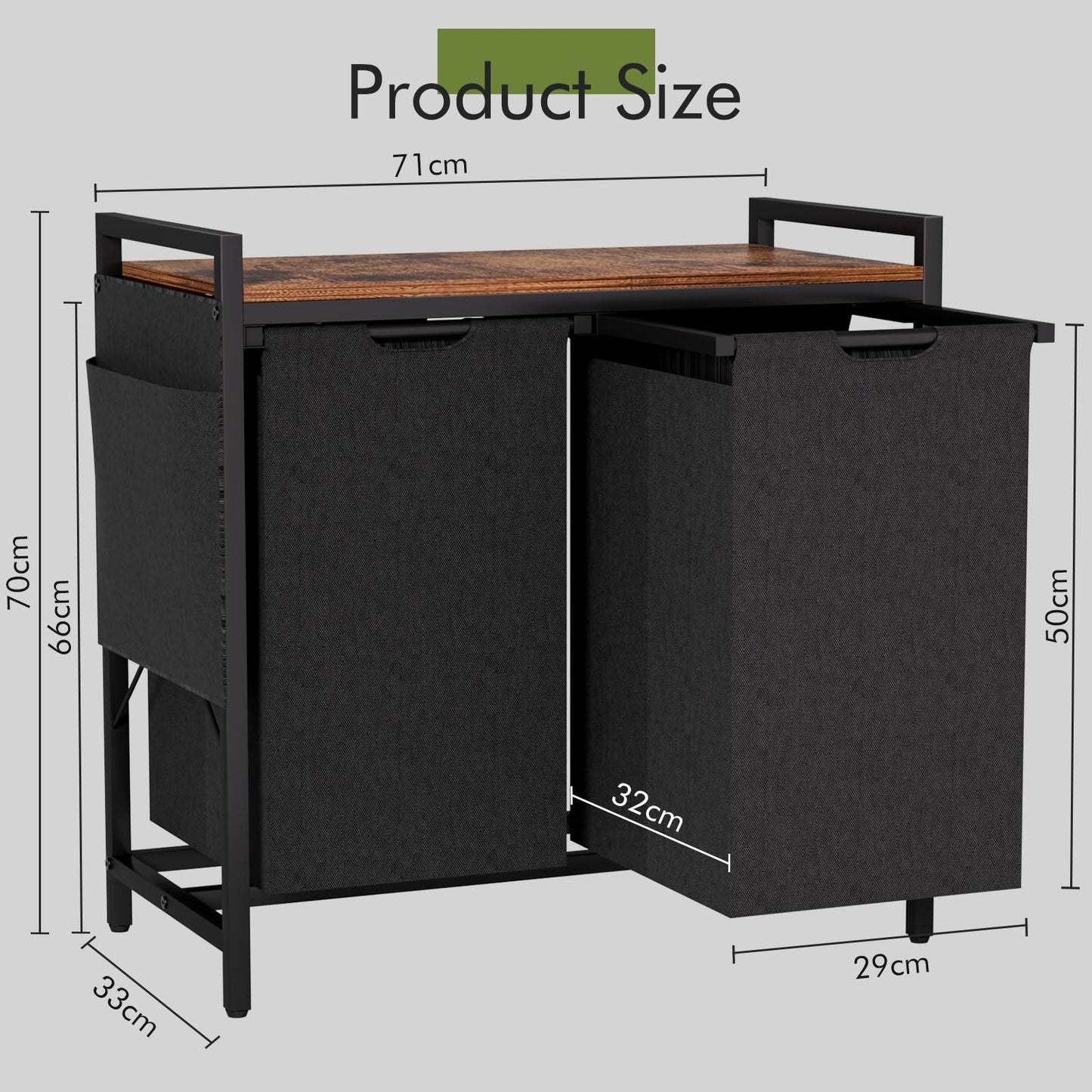 Laundry Basket, 3 Compartments, Laundry Hamper with Shelf, Total Capacity 160 L, Oxford Fabric Laundry Bag, Extendable, Removable, Laundry Box with Side Pockets and X-Shape Holder (3