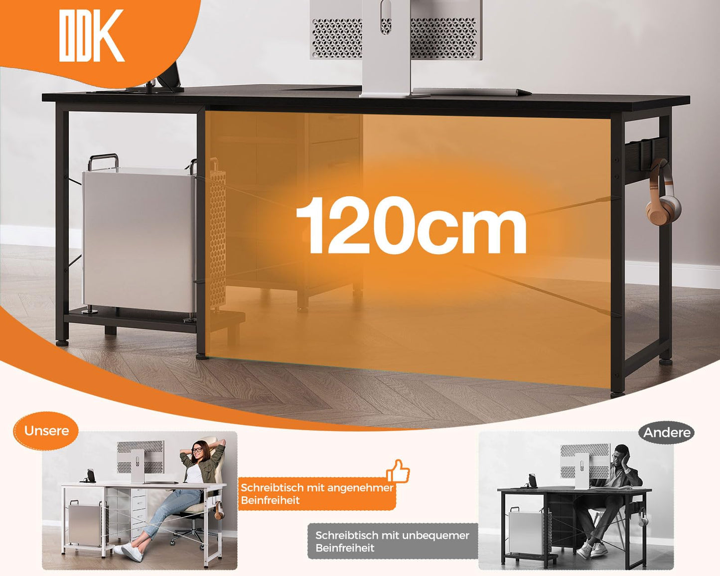 ODK Corner Desk with 4 Drawers, 135 x 100 cm, L Shape Desk with Socket and USB Charging Port, Reversible Desk with Storage Space for Home Office and Gaming, Black