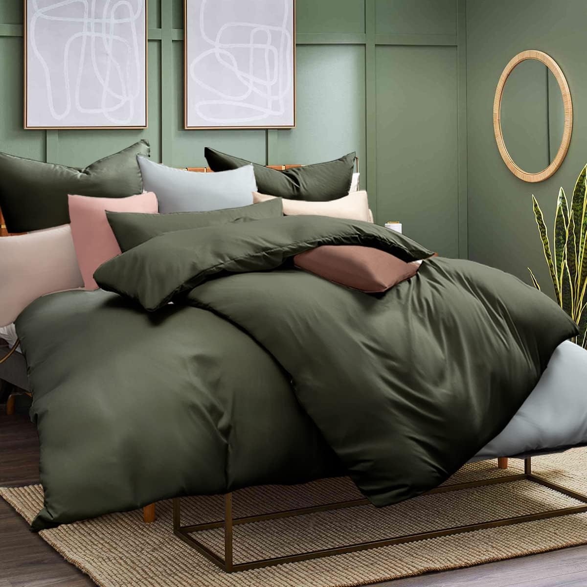 Soifox Bed Linen Set, Grey Anthracite, Microfibre, Non-Iron and Wrinkle-Free Duvet Cover 200 x 200 cm with Set of 2 Pillowcases 80 x 80 cm, Bed Linen with Zip