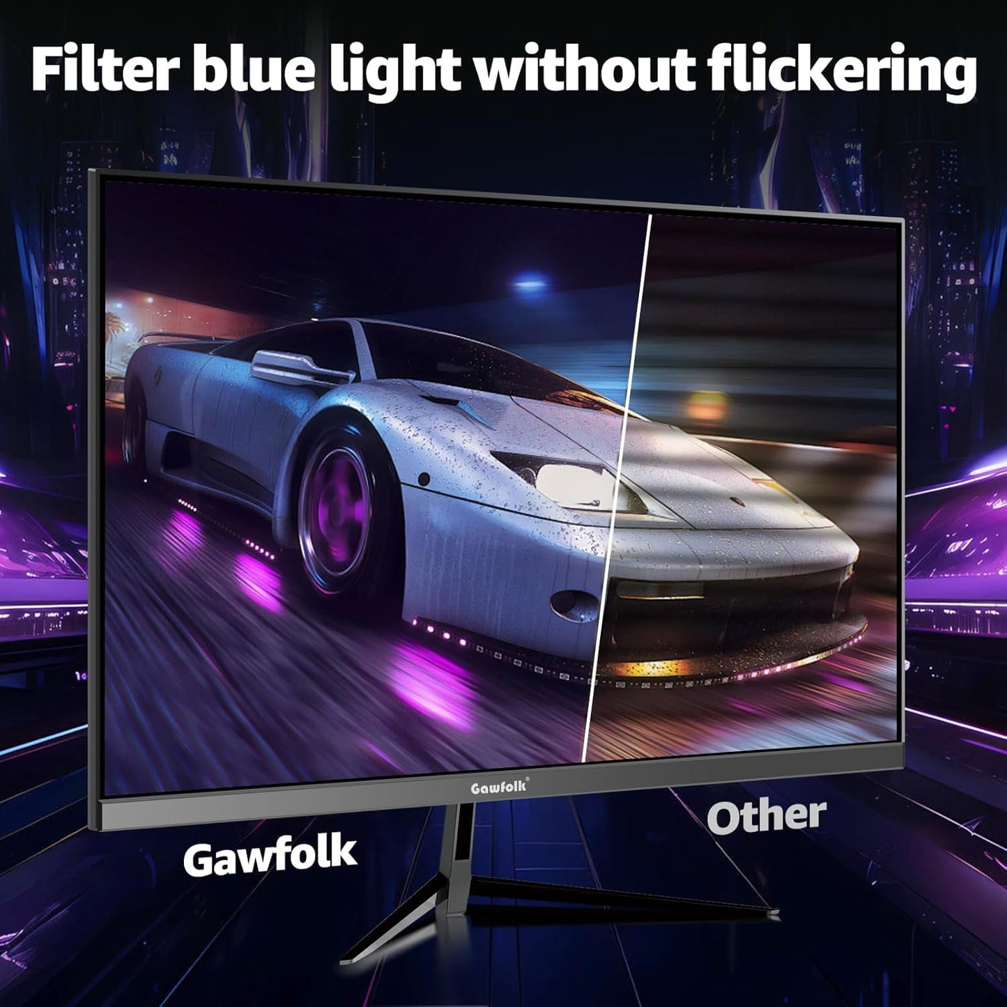 Gawfolk 32 Zoll Curved Gaming Monitor 180HZ / 165Hz / 144hz PC Bildschirm Full HD 1080P, Rahmenloses 1800R Gebogenes Computerbildschirm mit FreeSync und Eye Care Technologie, unterstützt VESA