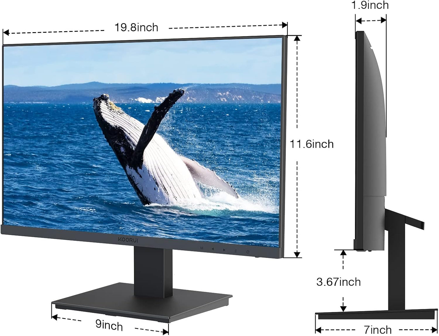 KOORUI Gaming Monitor 27 Zoll, Full HD Rahmenlos Bildschirm 165Hz Adaptive Sync (1ms, VA-Panel, Eye-Care, 1920 x 1080, 2xHDMI 2.0, & DisplayPort 1.4, VESA 75x75mm, DCI-P3 90%)
