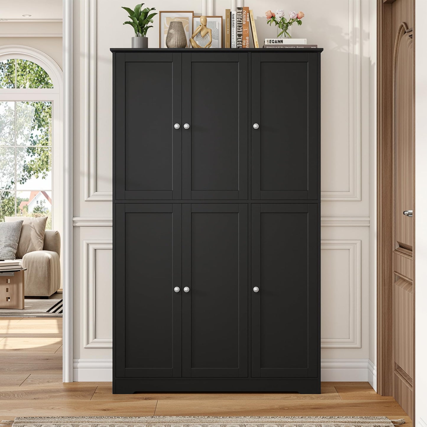 FirFurd Multi-Purpose Cabinet, 180 cm Kitchen Cupboard, Storage Cabinet, Buffet Cabinet with 6 Doors and Adjustable Shelves, All-Purpose Cabinet for Kitchen, Living Room, Entrance Area, 180 x 106 x 37