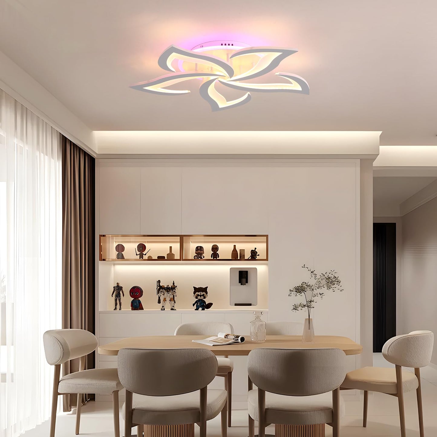 ZAITINZ Deckenlampe Led,5 blütenblätter Wohnzimmerlampe,Deckenleuchte Dimmbar mit fernbedienung,lampe wohnzimmer 50W,Moderne Deckenleuchten mit Memory Funktion,Led Deckenleuchte Schwarz 3000-6000K