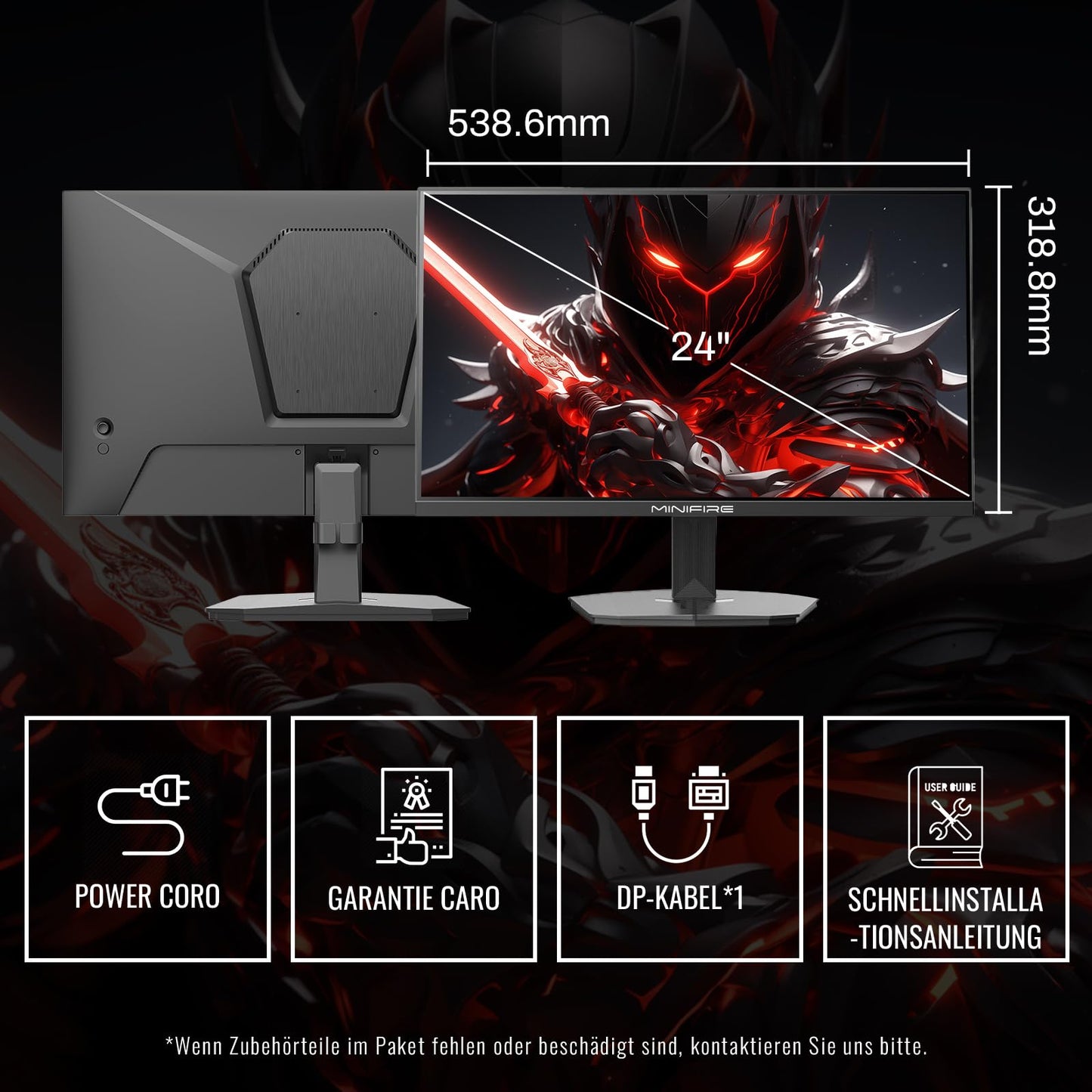 Minifire MFG32C3Q Gaming Curved Monitor 32 Inch 180Hz, 2K WQHD (2560 x 1440), 1500R, 1ms (MPRT), AMD FreeSync, sRGB 125%, VESA, 2xHDMI 2.0 / 2xDP (180Hz), Eye Care