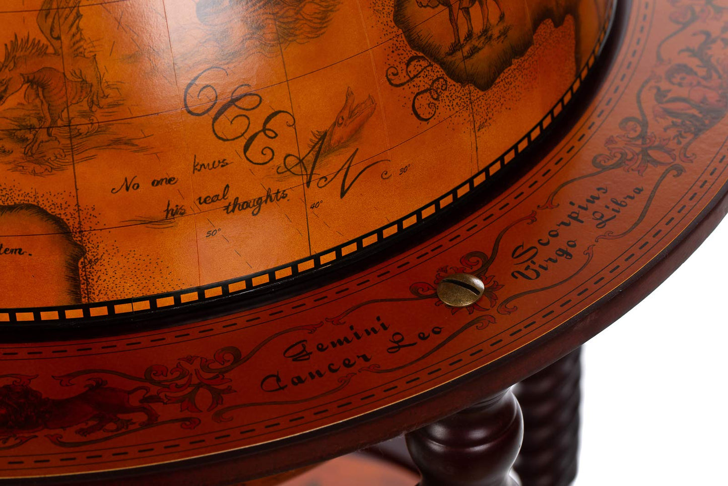 Birendy, giant globe design bar trolley with a lid and wheels