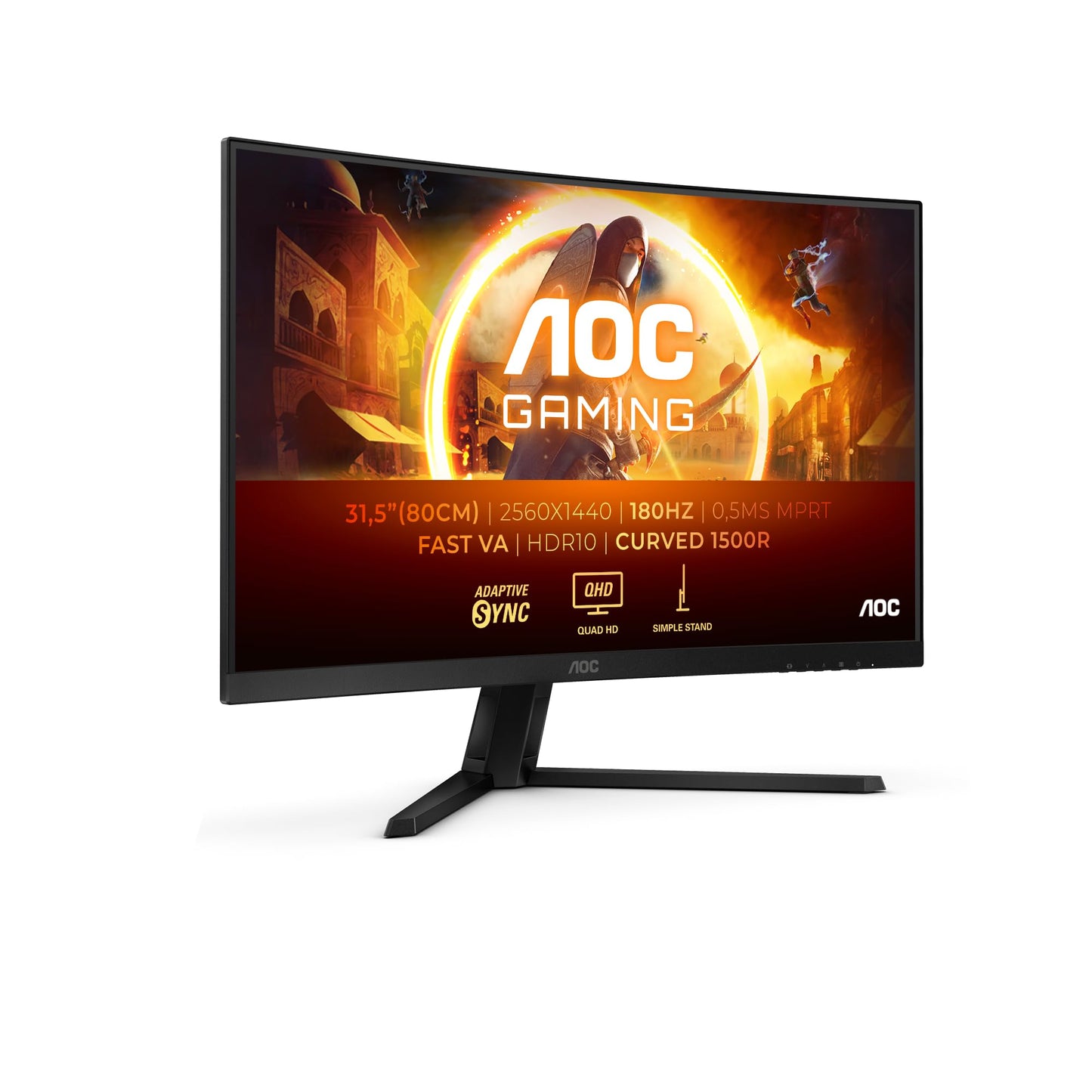 AOC Gaming CU34G2XPD – 34-Zoll-WQHD-Curved-Monitor, 180 Hz, schnelle VA, 1 ms GTG, FreeSync Premium, HDR400, höhenverstellbarer Standfuß (3440 x 1440, HDMI, DisplayPort, USB-Hub)