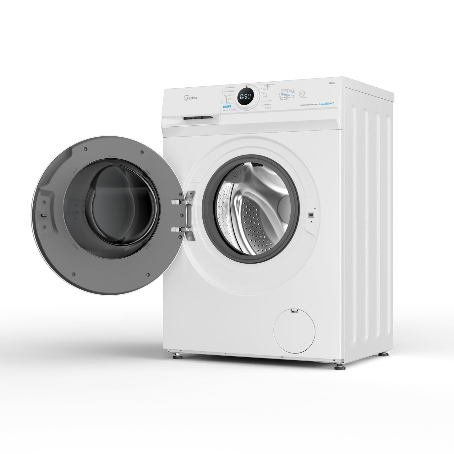 Midea MF10EW70BA10 Waschmaschine / 7kg / 1400 U/Min/EEK A-10%/Inverter Quattro Motor/Dampffunktion/Grosse Trommel/Nachlegefunktion/Kindersicherung/AquaStop, Weiß
