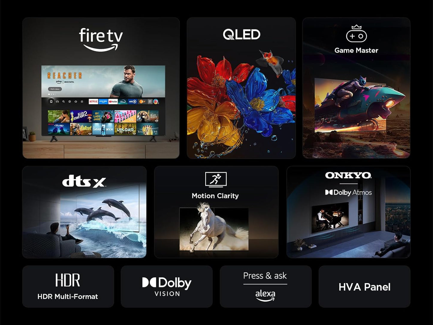 TCL 50PF650 50-Zoll 4K Ultra HD, HDR TV, Smart LED Fire TV (Dolby Vision, Dolby Atmos, DTS, HDR 10, Alexa integriert, Airplay2, Miracast)