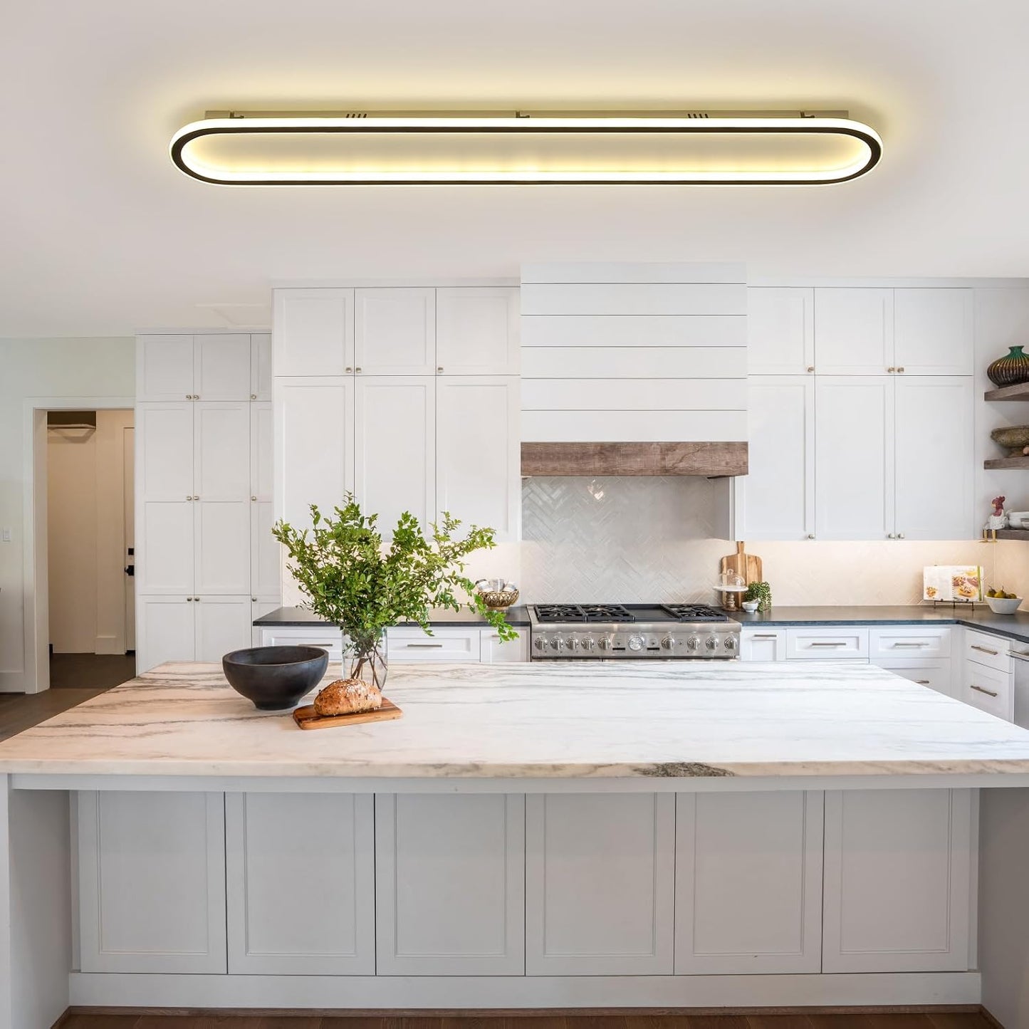 Mikeru LED Deckenleuchte ⌀60cm Rund- Moderne 6000K Kaltweiße Licht Deckenlampe - Schwarz Acryl Wohnzimmer Deckenlampe für Schlafzimmer, Küche, Esszimmer - Energieeffiziente LED Beleuchtung