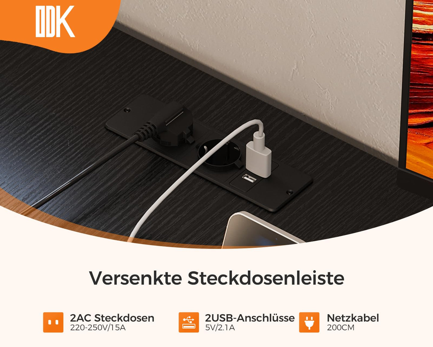 ODK Corner Desk with 4 Drawers, 135 x 100 cm, L Shape Desk with Socket and USB Charging Port, Reversible Desk with Storage Space for Home Office and Gaming, Black