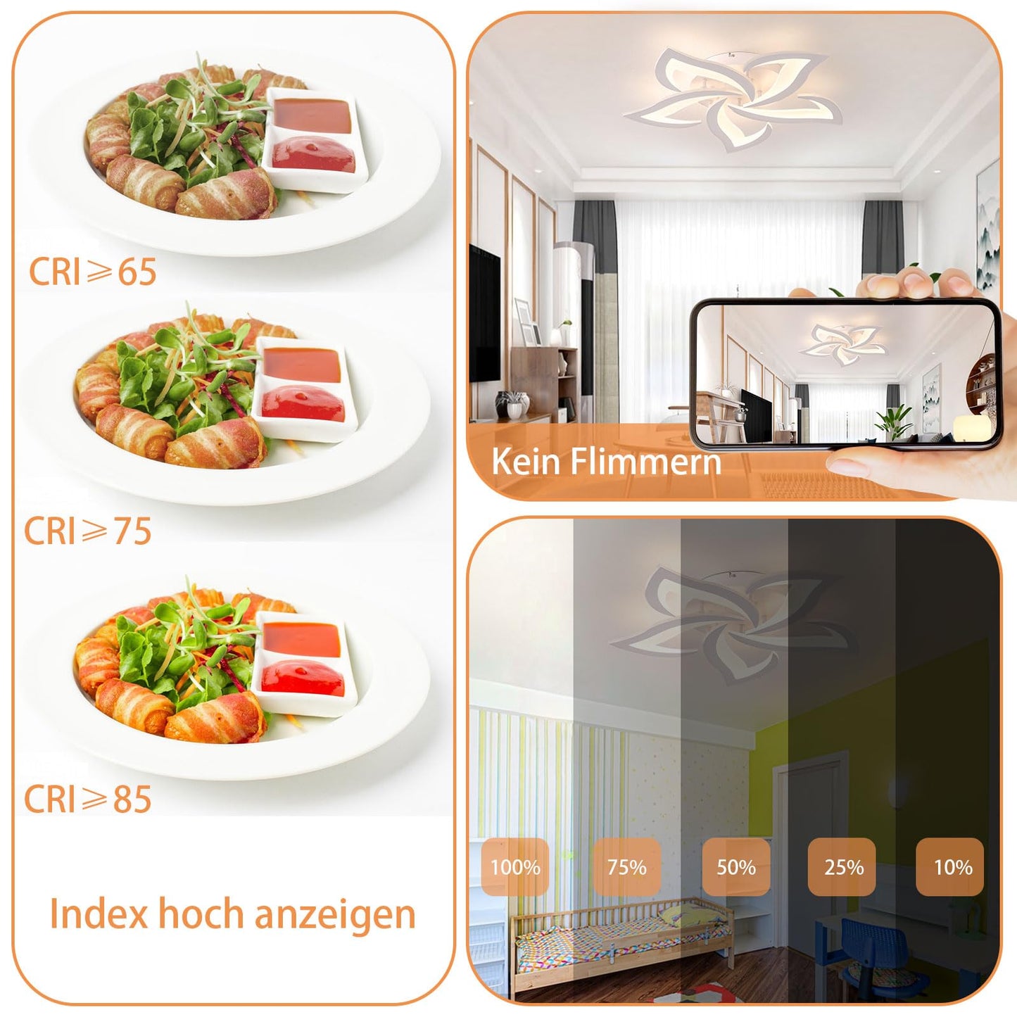 Tetipa LED Deckenleuchte Dimmbar, 80W-160W Wohnzimmerlampe mit Fernbedienung und APP, Schlafzimmer Deckenlampe moderne Deckenbeleuchtung Deckenbeleuchtung Kronleuchter Dimming Lampe Ceiling