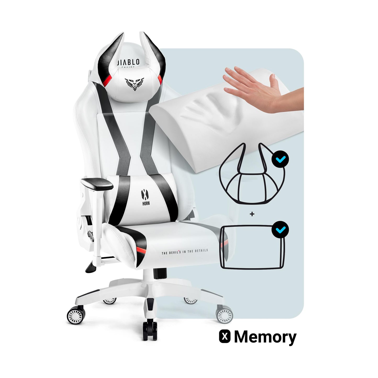 Diablo X-Horn Gaming Office Chair Desk Chair 3D Armrests Ergonomic Design Neck / Lumbar Cushion Imitation Leather Rocker Function