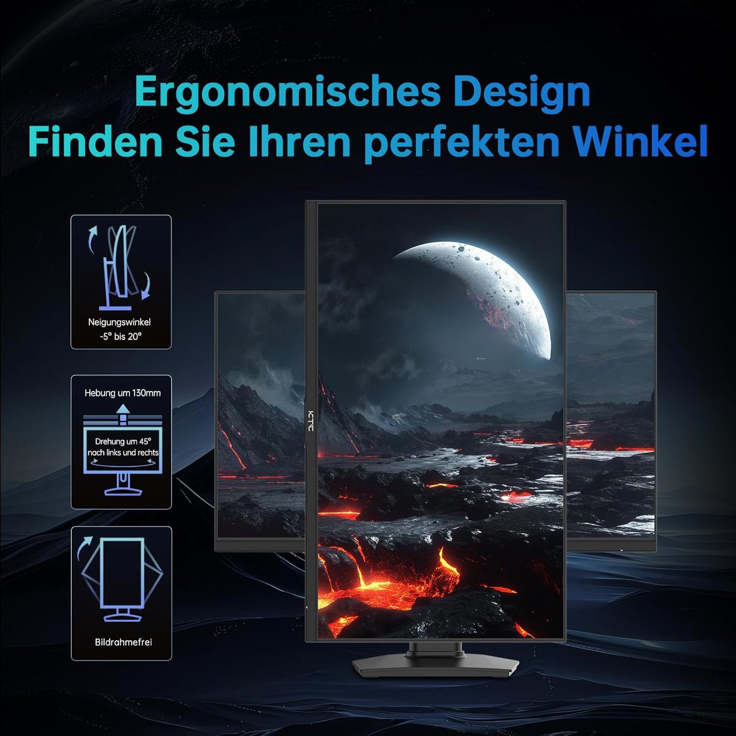 KTC 32 Zoll Monitor Curved 1000R, 2K WQHD (2560x1440p) 240Hz Gaming Monitor, 1ms, Adaptive Sync, 122% sRGB, 4000:1 Kontrast, 2 x DP 1.4 (240Hz), 2 x HDMI 2.0 (144Hz), Unterstützung von Tilt und VESA