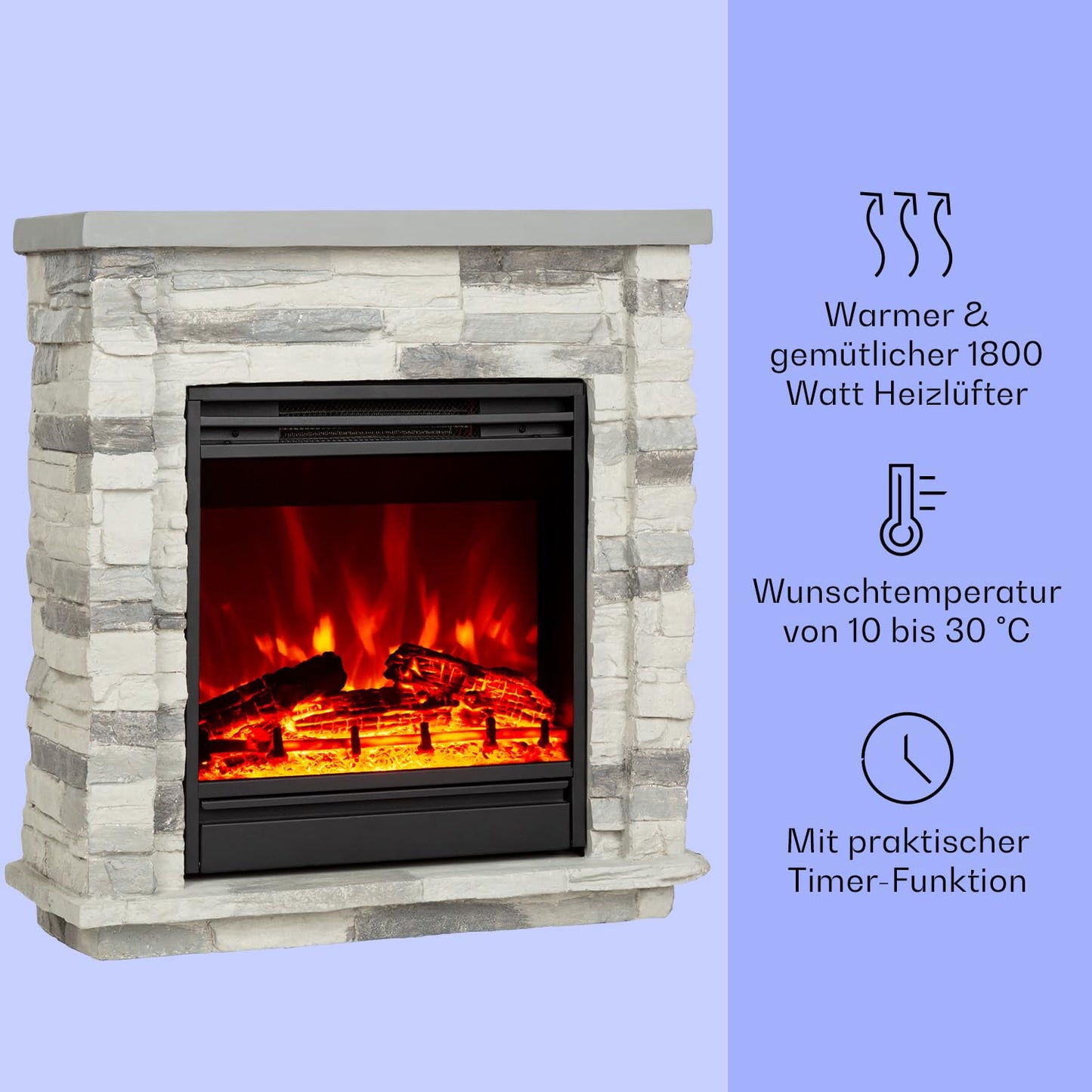 Klarstein Lienz Electric Fireplace with LED Flame Effect