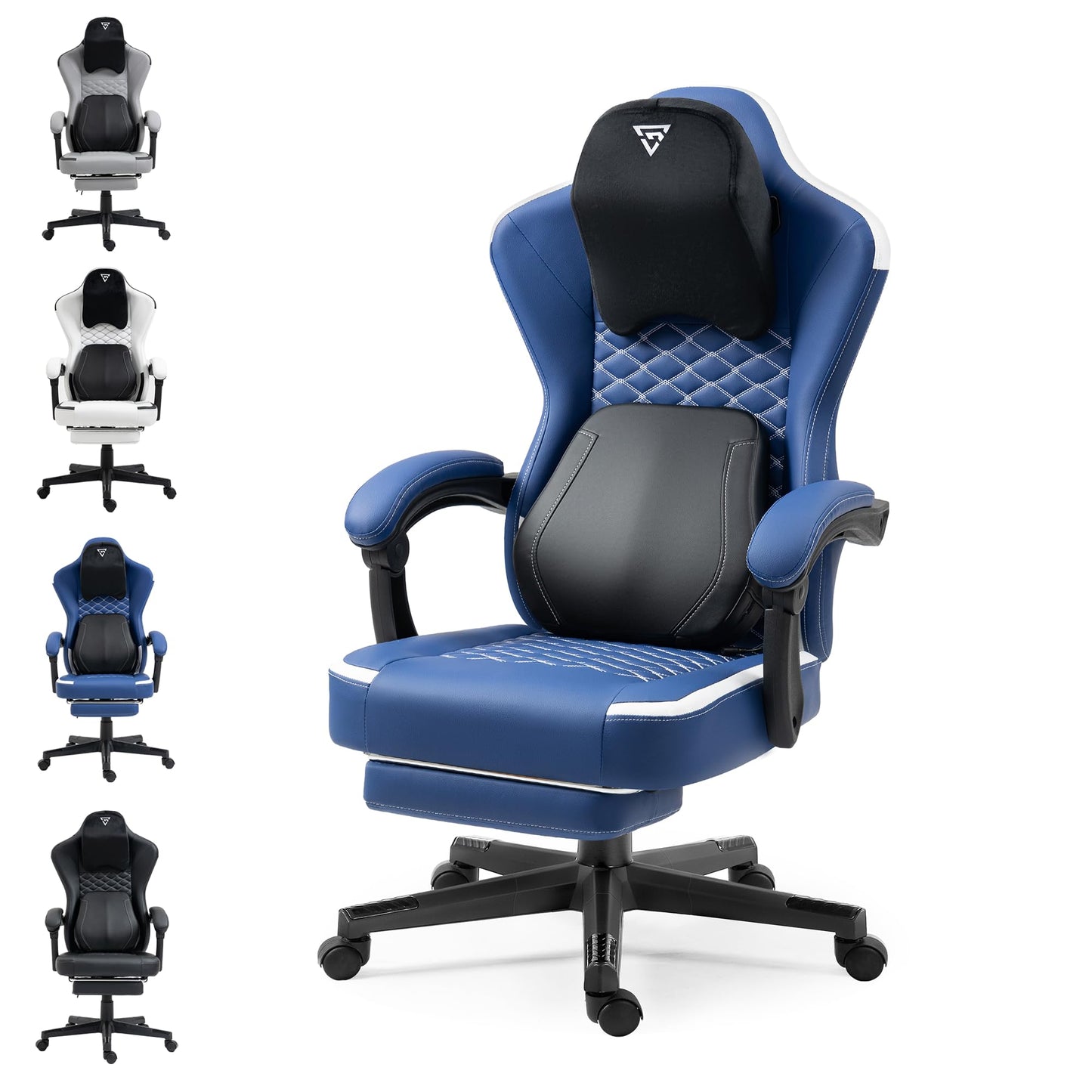 Vigosit Gaming Chair with Heated Massage Lumbar Support, Fabric Gamer Chair with Bag Spring Cushion and Footrest, Horse and High Gamer 150 kg Load Capacity (Pale Pink)