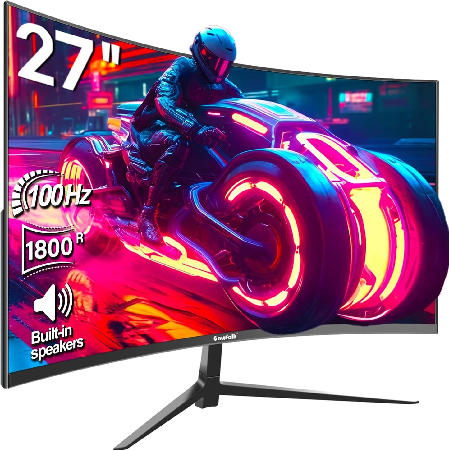 Gawfolk 32 Zoll Curved Gaming Monitor 180HZ / 165Hz / 144hz PC Bildschirm Full HD 1080P, Rahmenloses 1800R Gebogenes Computerbildschirm mit FreeSync und Eye Care Technologie, unterstützt VESA
