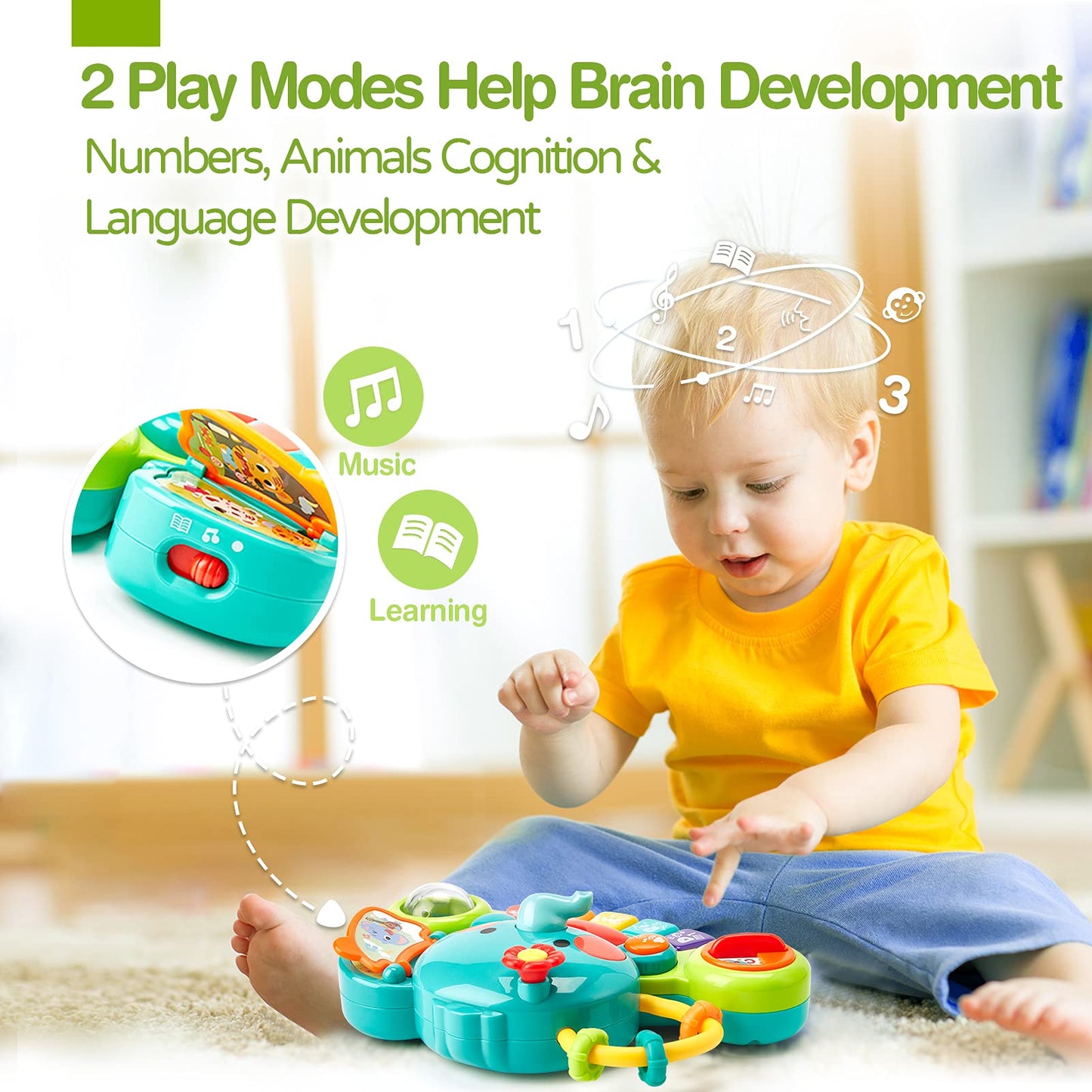 Hahaland Baby Spielzeug ab 6 Monate Mädchen,Elefant Musikspielzeug Motorikspielzeug,Musikinstrumente mit Licht & Klang Kinder Keyboard Babyspielzeug ab 1 Jahr Mädchen Jungen