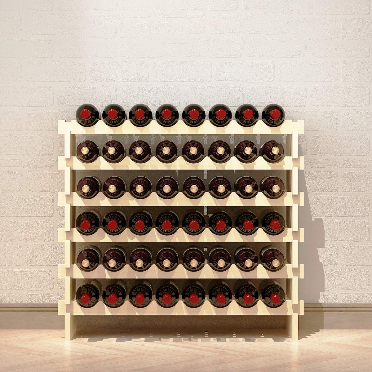 sogesfurniture Weinregal Flaschenregal mit 4 Ebenen für 32 Flaschen Wein Holzregal Weinhalter Weinständer Flaschenständer für Küche, Esszimmer, Bar, 90x30x54cm, BHEU-BY-WS4832M