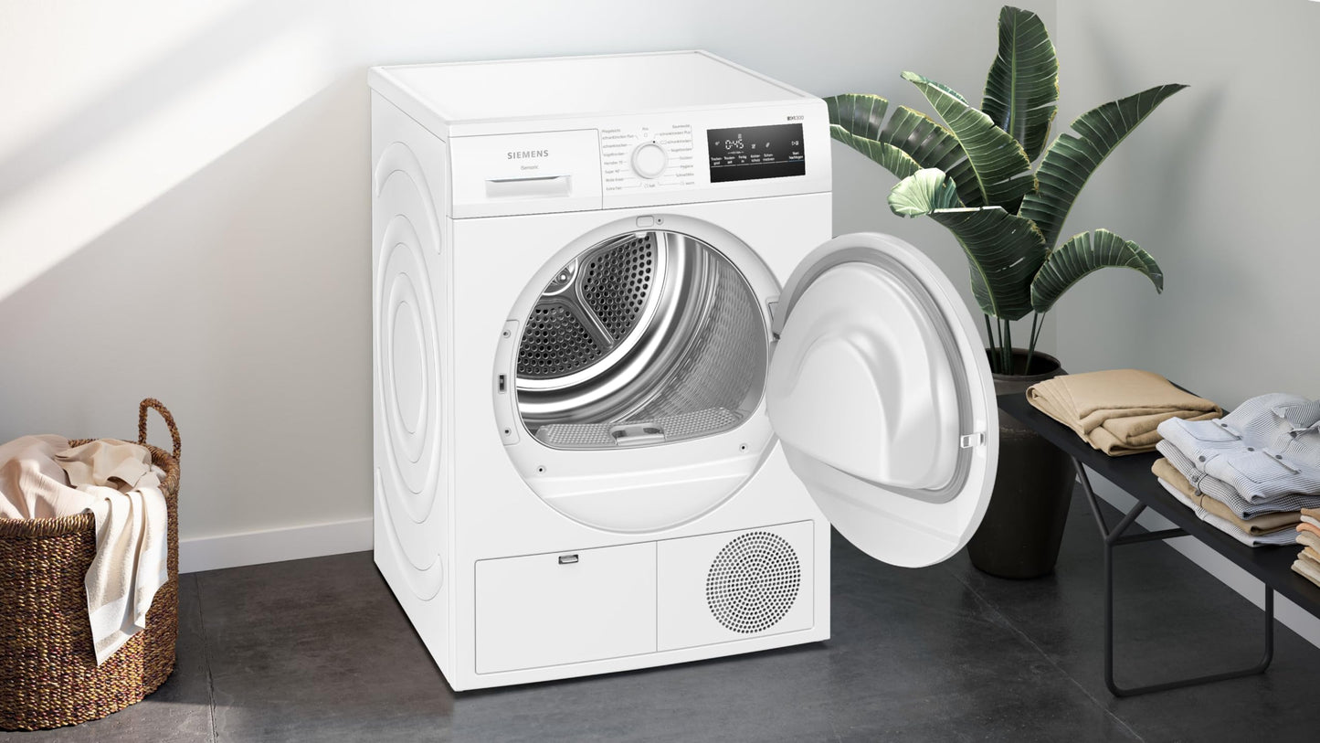 Siemens WQ35G2D00 iQ500 Wärmepumpentrockner für 8 kg Wäsche, 176 kWh pro Jahr, speedPack, autoDry, Outdoor-Programm