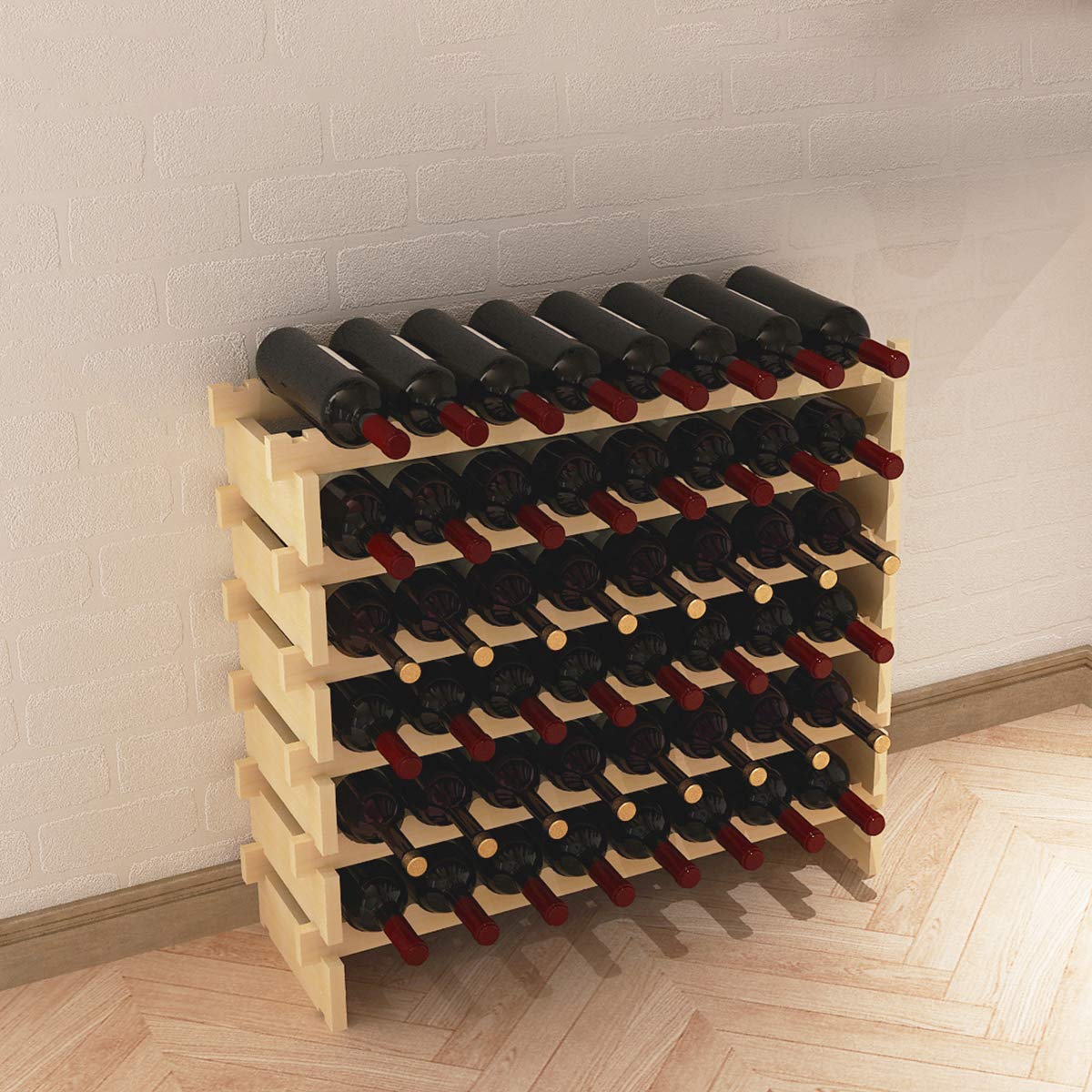 sogesfurniture Weinregal Flaschenregal mit 4 Ebenen für 32 Flaschen Wein Holzregal Weinhalter Weinständer Flaschenständer für Küche, Esszimmer, Bar, 90x30x54cm, BHEU-BY-WS4832M