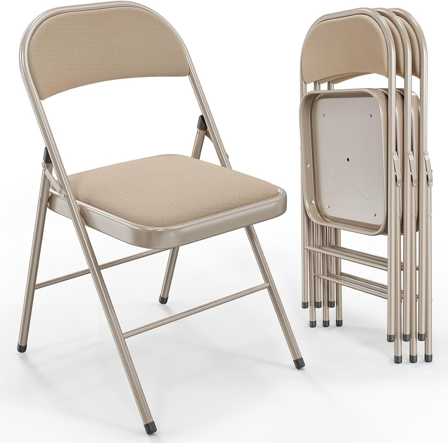Asdsed Klappstuhl 4er Set, Klappstühle Gepolstert, Klappstuhl bis 158KG Gepolstert mit Starker Stahlrahmen, Faltbarer Klappstühle Platzsparender Schreibtischstuhl für Haus Büro Garten Balkon Party