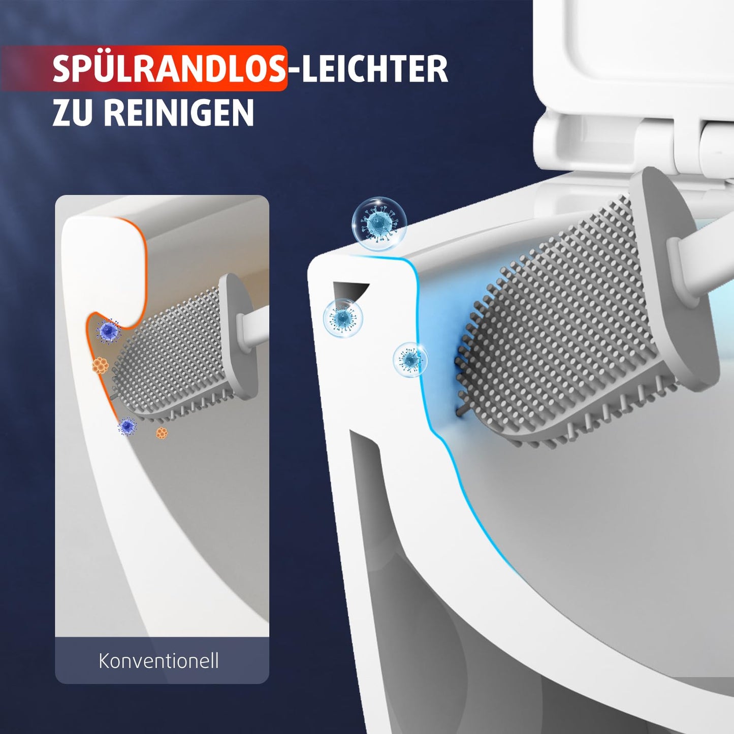 Rainsworth Spülrandlos Wand-WC Tiefspül Toilette - Hänge Toiletten mit effizienter Spültechnik, Kloschüssel inklusive WC-Sitz mit Absenkautomatik und Schnellspanner, Weiß, 48,5 cm lang