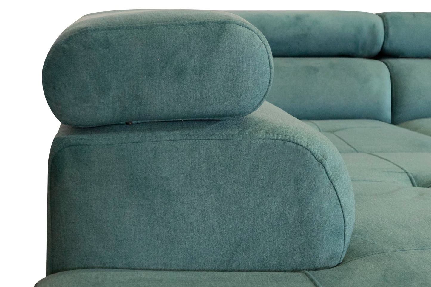 Aller L-Shaped Corner Sofa with Sleep Function and Bed Box in Jasmine, Left Ottoman (Dark Grey)