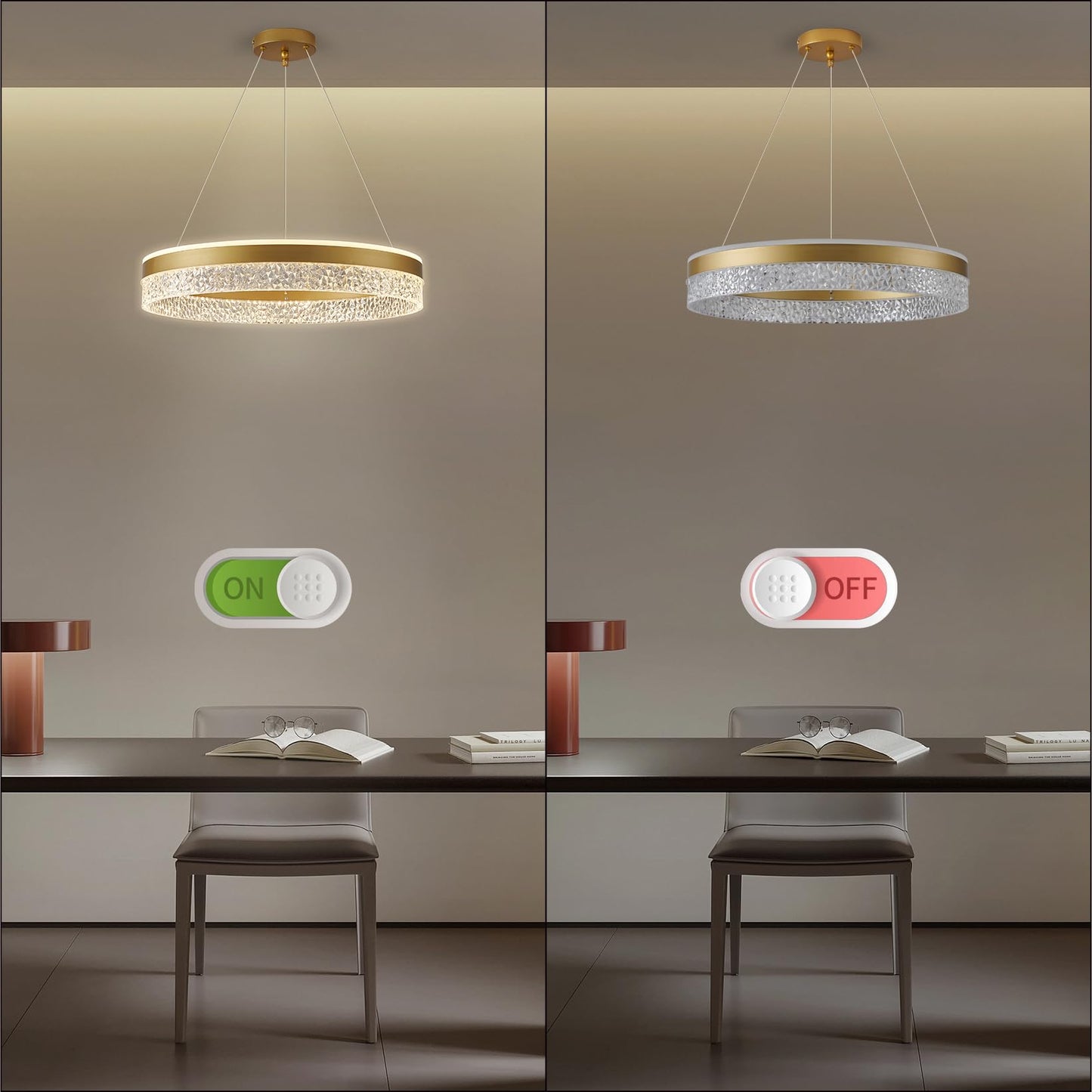 KSIBNW 3 Ringen Moderne LED Hängelampe Esstisch,45W LED Hängeleuchte & Pendelleuchten Höhenverstellbar für Esszimmer Wohnzimmer,Dimmbar Hängeleuchte Aluminium Mit Fernbedienung,3000K-6500K,Schwarz