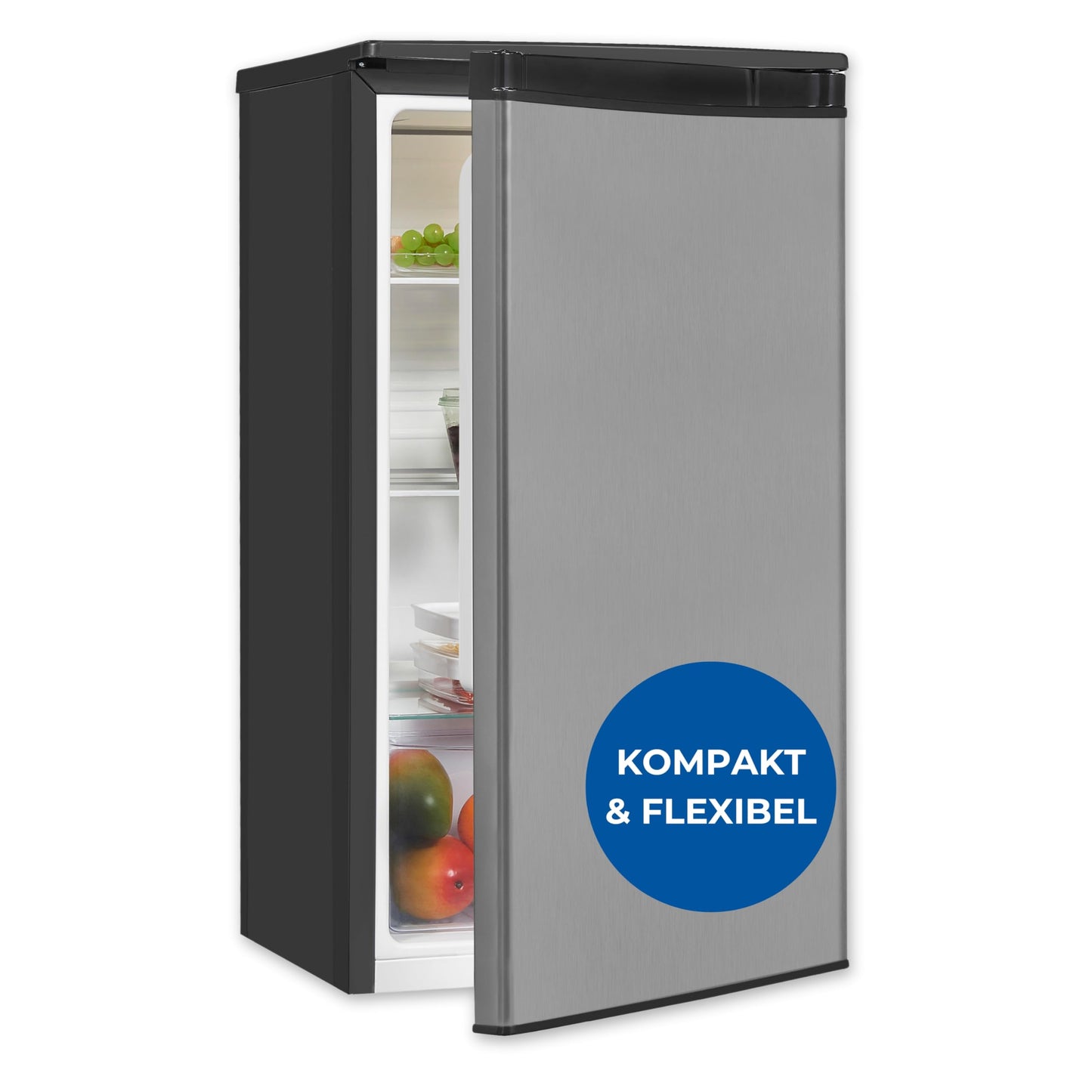 Exquisit KS585-V-091E Full-Room Refrigerator, 75 Litres, Freestanding, Small and Compact, 45 cm Wide, LED Interior Lighting