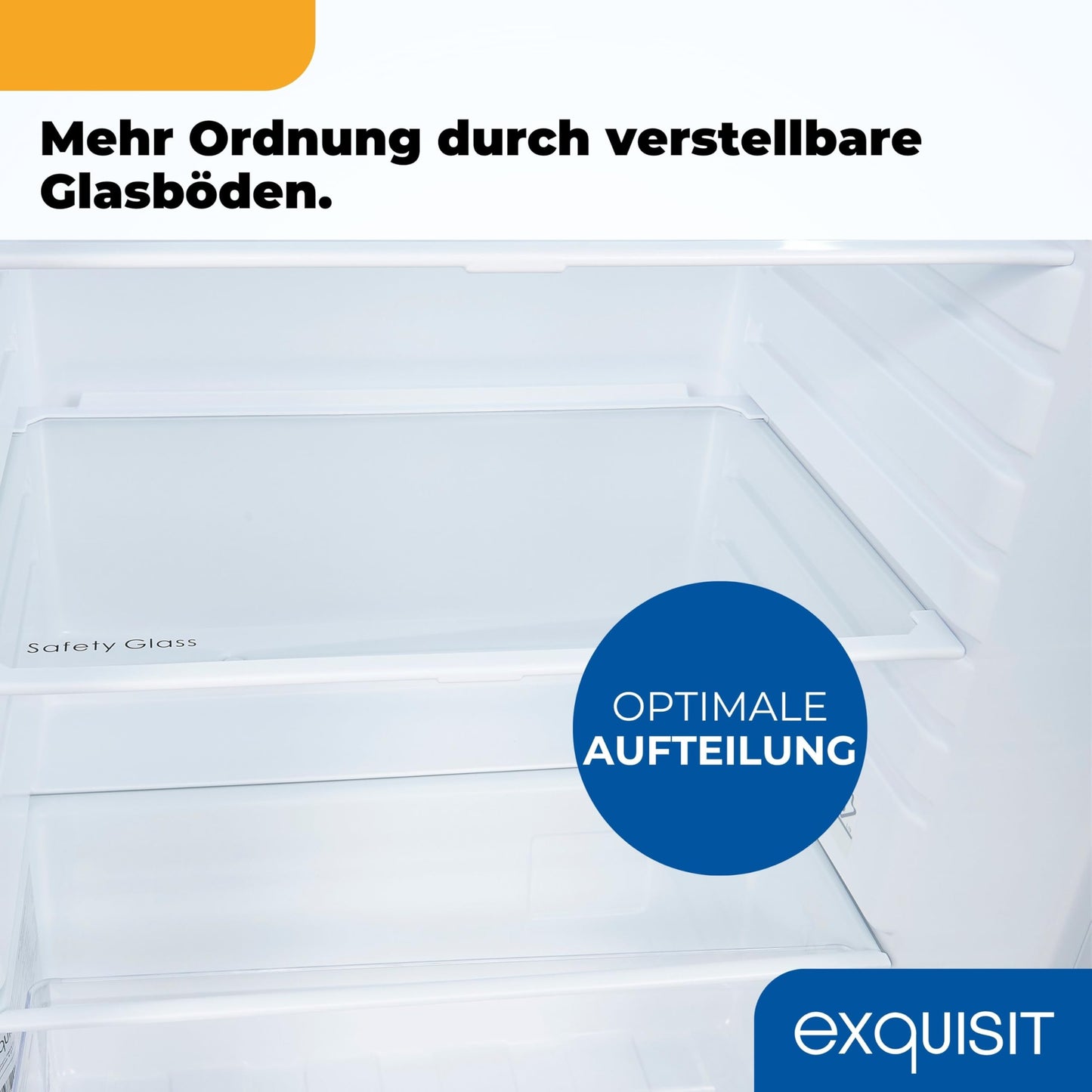 Exquisit Kühlschrank ohne Gefrierfach, 126 Liter, 55 cm Breit, Freistehend, Kompakt, Temperaturregelung, LED-Licht, KS516-V-040D weiss