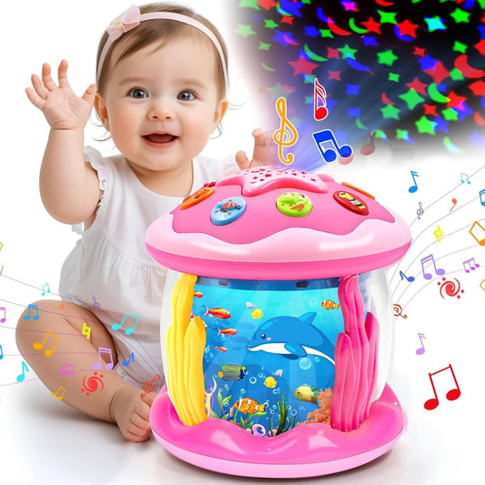 KALOISYHE Baby Spielzeug ab 1 Jahr Mädchen Junge Drehender Projektor Babyspielzeug ab 6 12 18 Monate mit Musik/Licht, Interaktives Baby Geschenk Kinderspielzeug ab 1 2 Jahr rühes Lernen für Kleinkind