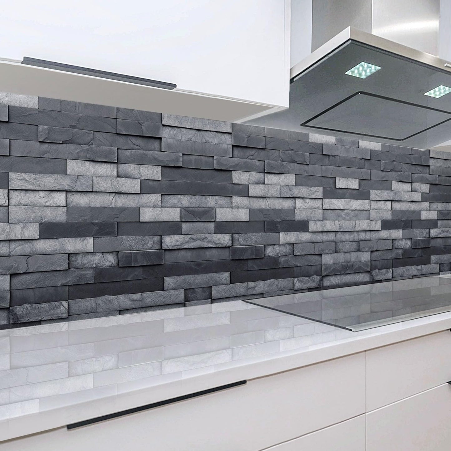 Rodnik Kitchen Splashback, Robust ABS Plastic Monolith Panel in Deluxe Quality, Direct Print, Choice of Motifs (Ice Cubes and Cherries)
