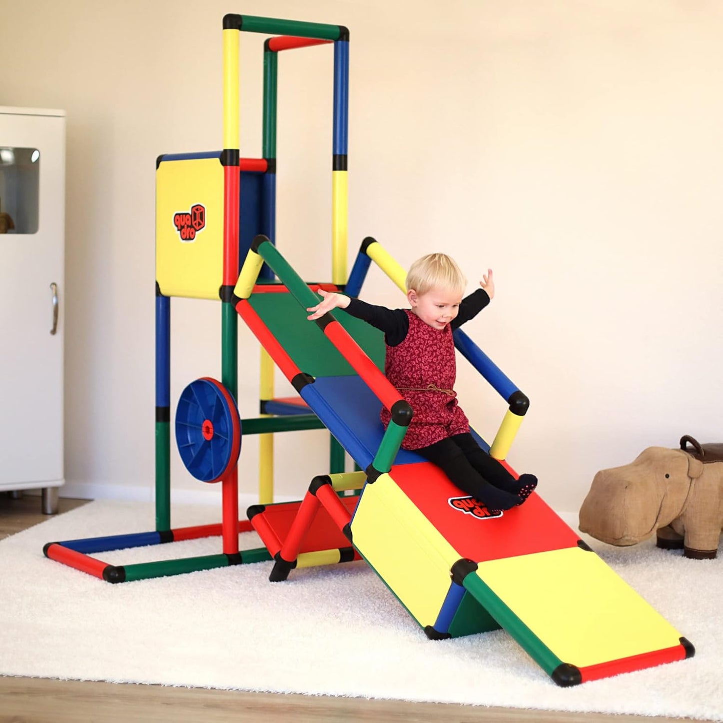 Quadro Spielturm Klettergerüst Evolution mit Babyrutsche, Outdoor und Indoor – Kinder Spielturm für den Garten oder Kinderzimmer Classic