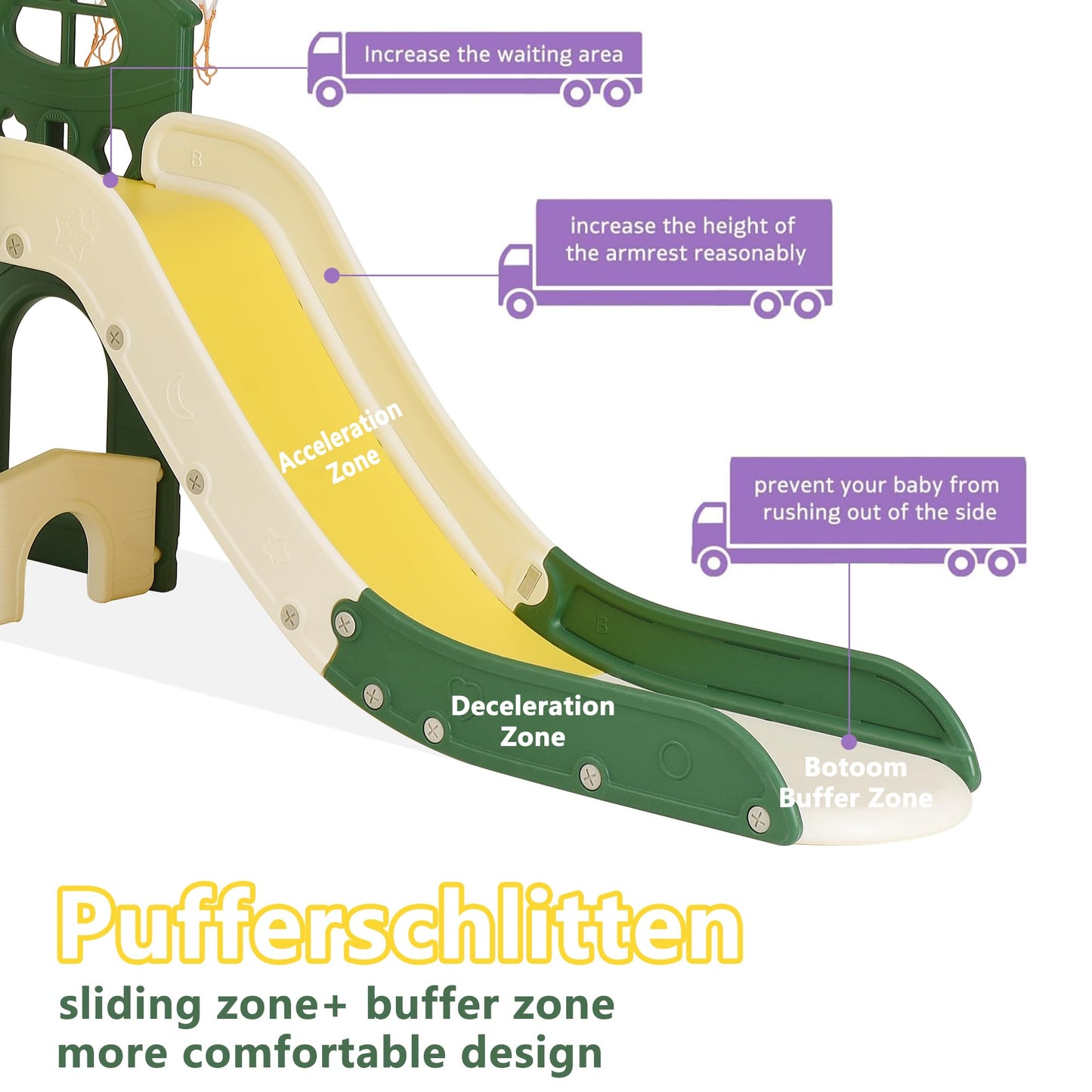 Kinderrutsche, Babyschaukel, 4 in 1, mit Schaukeln, Treppen, Gleiten, Basketballgestellen, Spielplatz für drinnen und draußen, multifunktionale Rutsche (Rosa, Kaninchen)