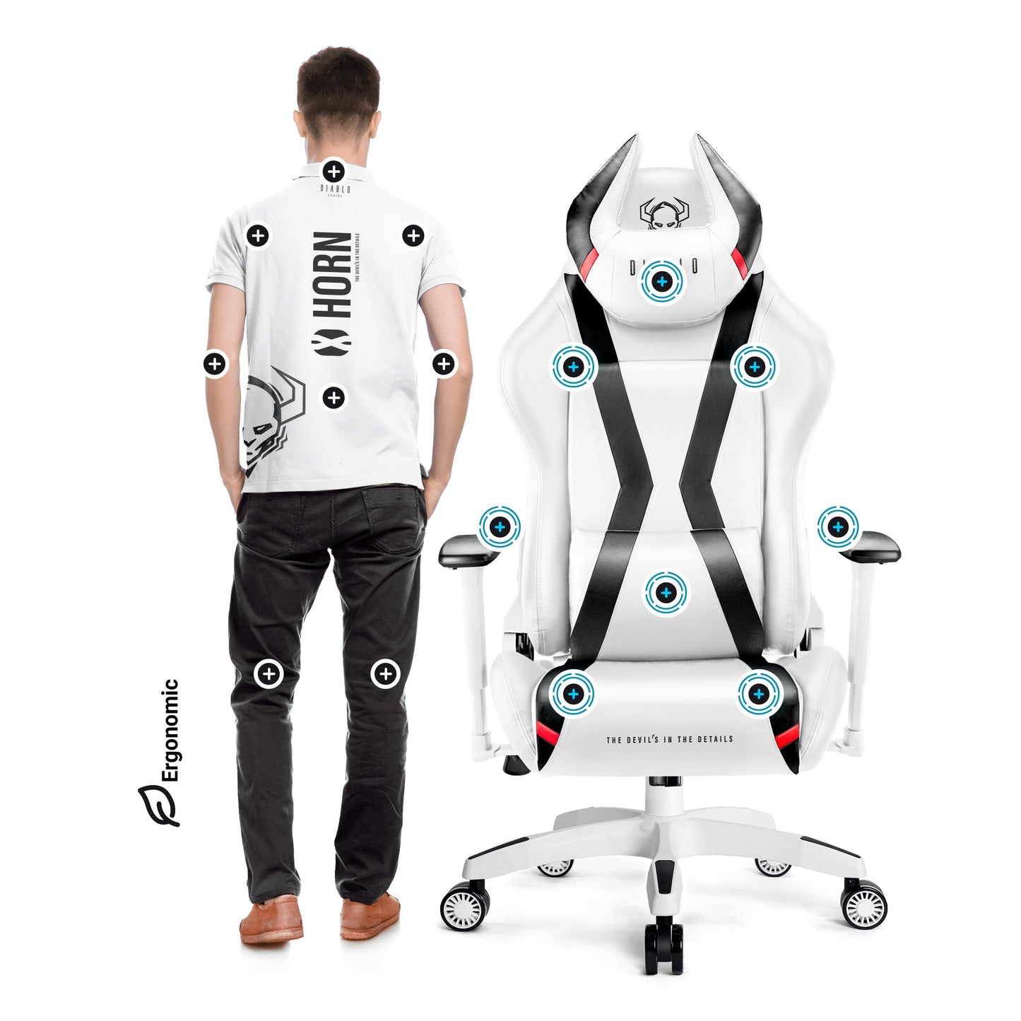 Diablo X-Horn Gaming Office Chair Desk Chair 3D Armrests Ergonomic Design Neck / Lumbar Cushion Imitation Leather Rocker Function