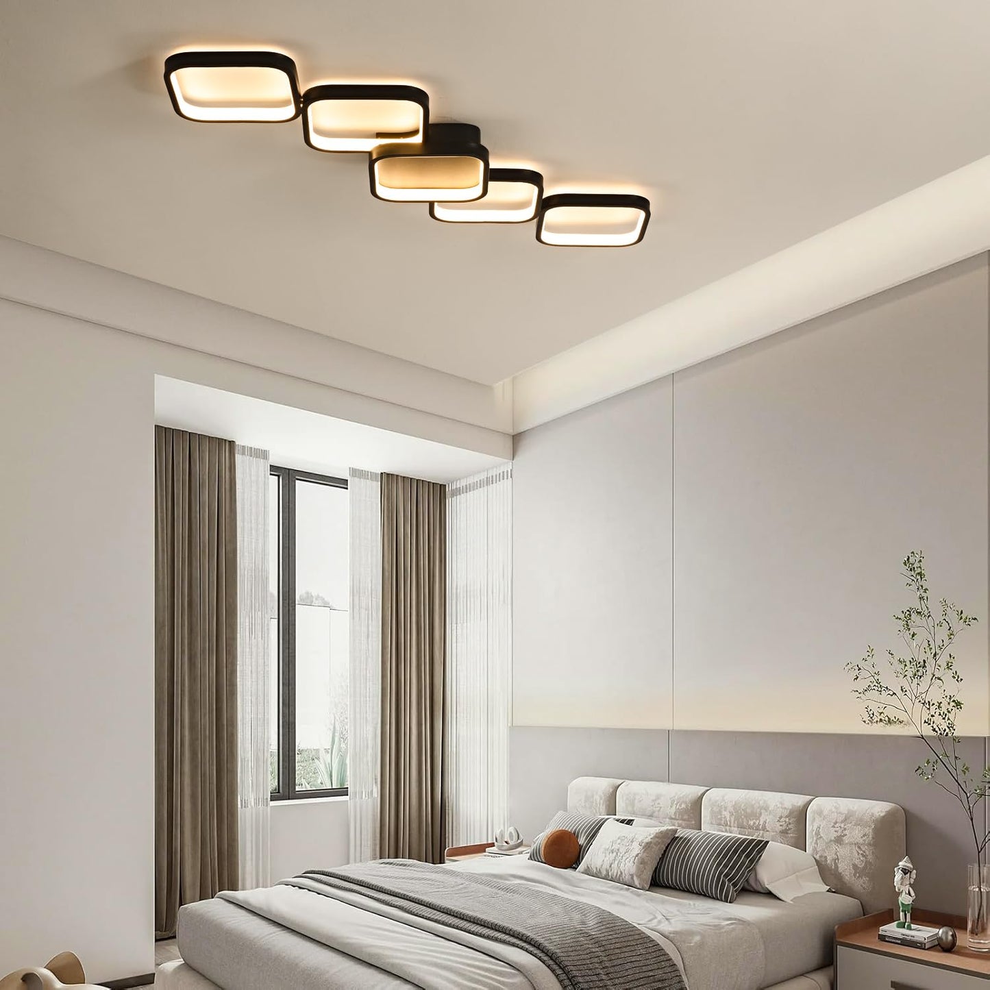 LED Deckenleuchte Dimmbar Wohnzimmer Deckenlampe mit Fernbedienung, Weiß Deckenbeleuchtung mit Memory Funktion 45W Schlafzimmerlampe 92x31cm Modern Rechteckige Design Küchenlampe für Kinderzimmer Flur