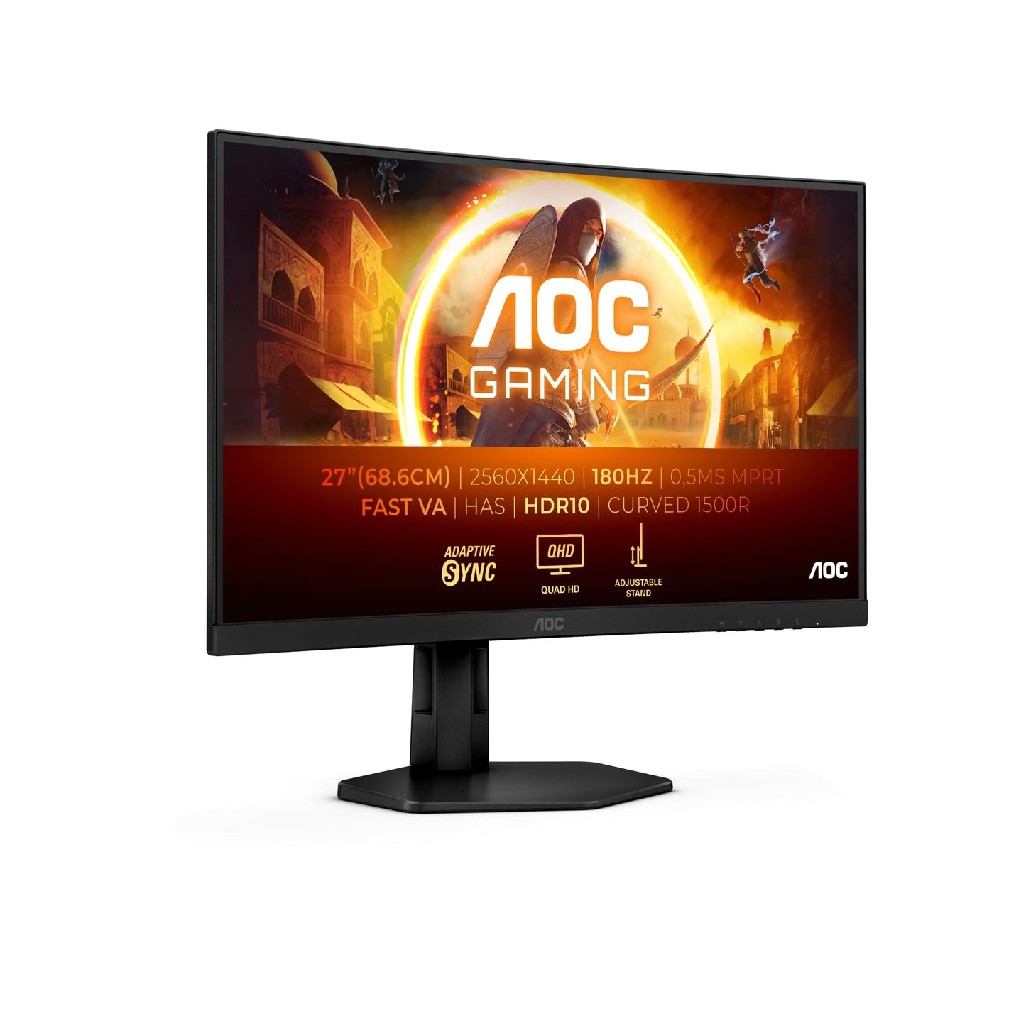 AOC Gaming CU34G2XPD – 34-Zoll-WQHD-Curved-Monitor, 180 Hz, schnelle VA, 1 ms GTG, FreeSync Premium, HDR400, höhenverstellbarer Standfuß (3440 x 1440, HDMI, DisplayPort, USB-Hub)