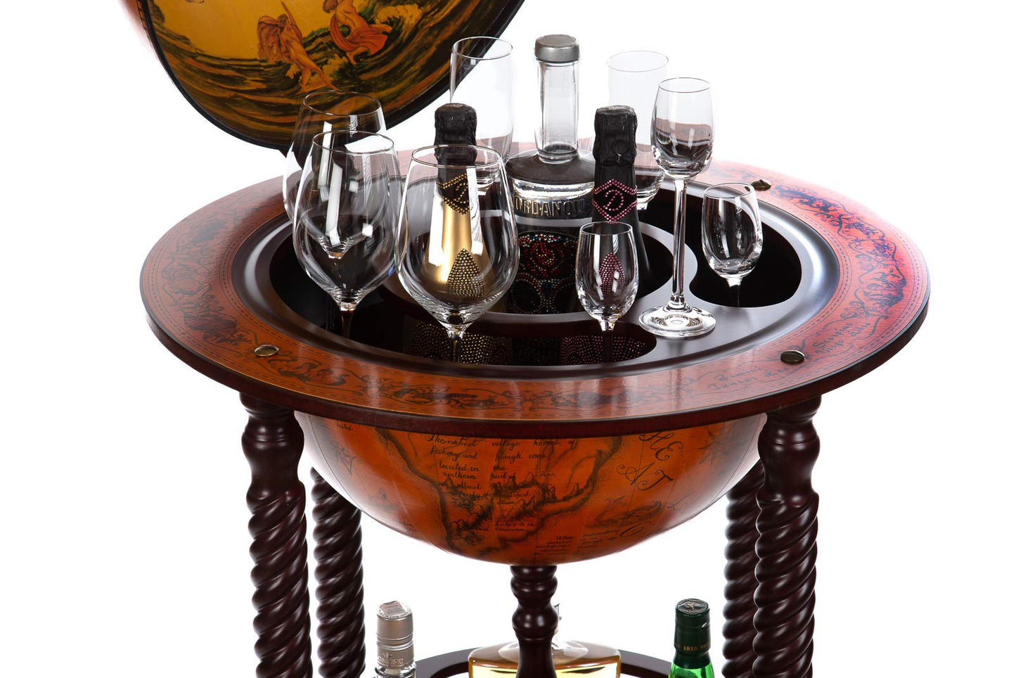 Birendy, giant globe design bar trolley with a lid and wheels