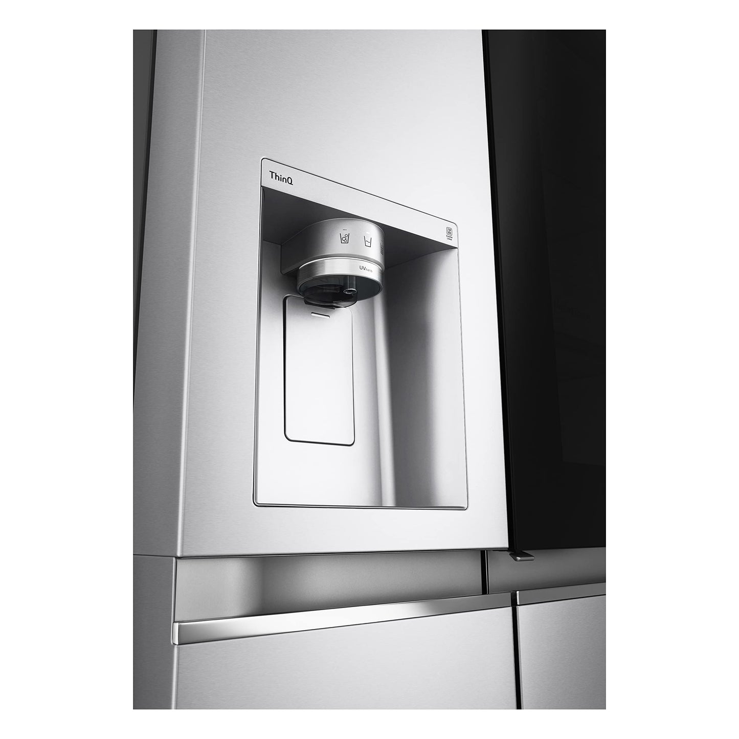 LG GSXE90MBDD Side by Side Kühlschrank mit InstaView Craft Ice | Door in Door | Crushed Ice -und Wasserspender EEK: Klasse D | 628 Liter Kapazität | Festwasseranschluss | Total No Frost
