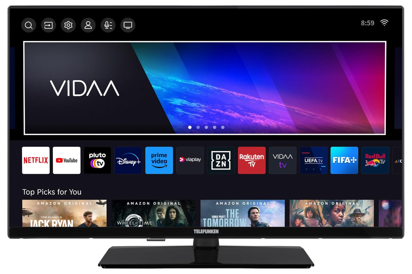 TELEFUNKEN VIDAA D43U790B2CW 4K TV 43 Inch Smart TV UHD, HDR TV with Dolby Vision, Triple Tuner and 6 Months HD+ Including LED TV, Black
