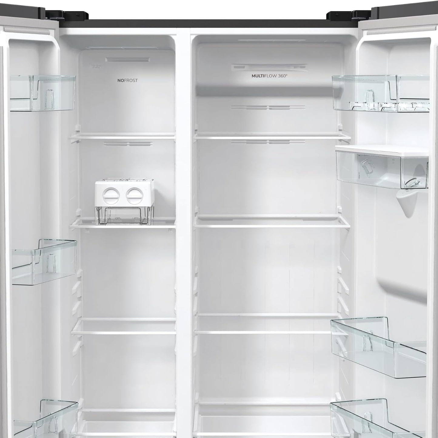 Gorenje NRR 9185 EABXLWD Side by Side Kühl-Gefrierkombination, Made in Europe, EEK E, NoFrostPlus, Inverter-Kompressor, Crisp Zone, ConvertActive Zone, FastFreeze, 178,6 cm, schwarz