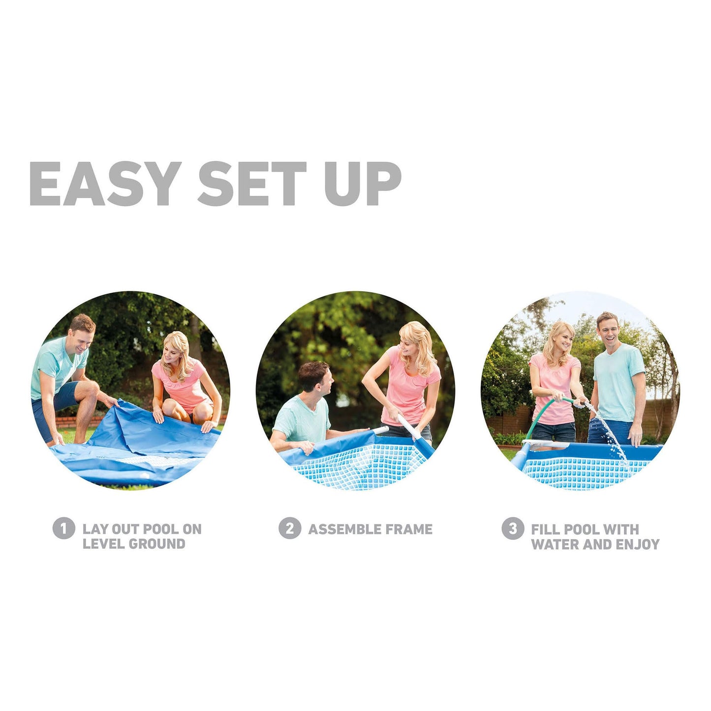 Intex Rectangular Frame Pool, Blau, 300 x 200 x 75 cm