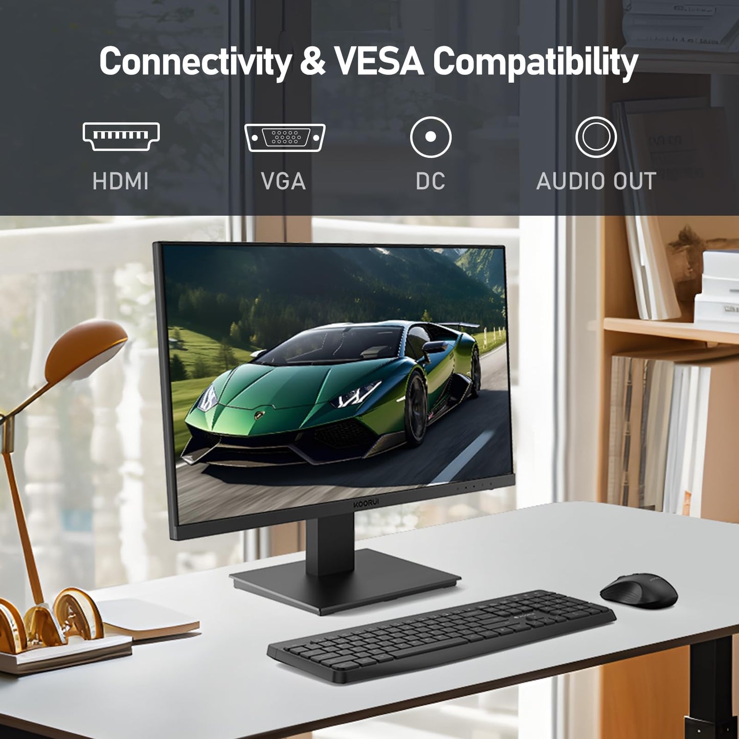 KOORUI E2711F 27 Inch Monitor, FHD 1920 x 1080 100Hz PC Monitor, Adaptive Sync HDMI 1.4, Eye Care Screen, -5° ~ 15° Tilt, VESA 100 x 100 mm