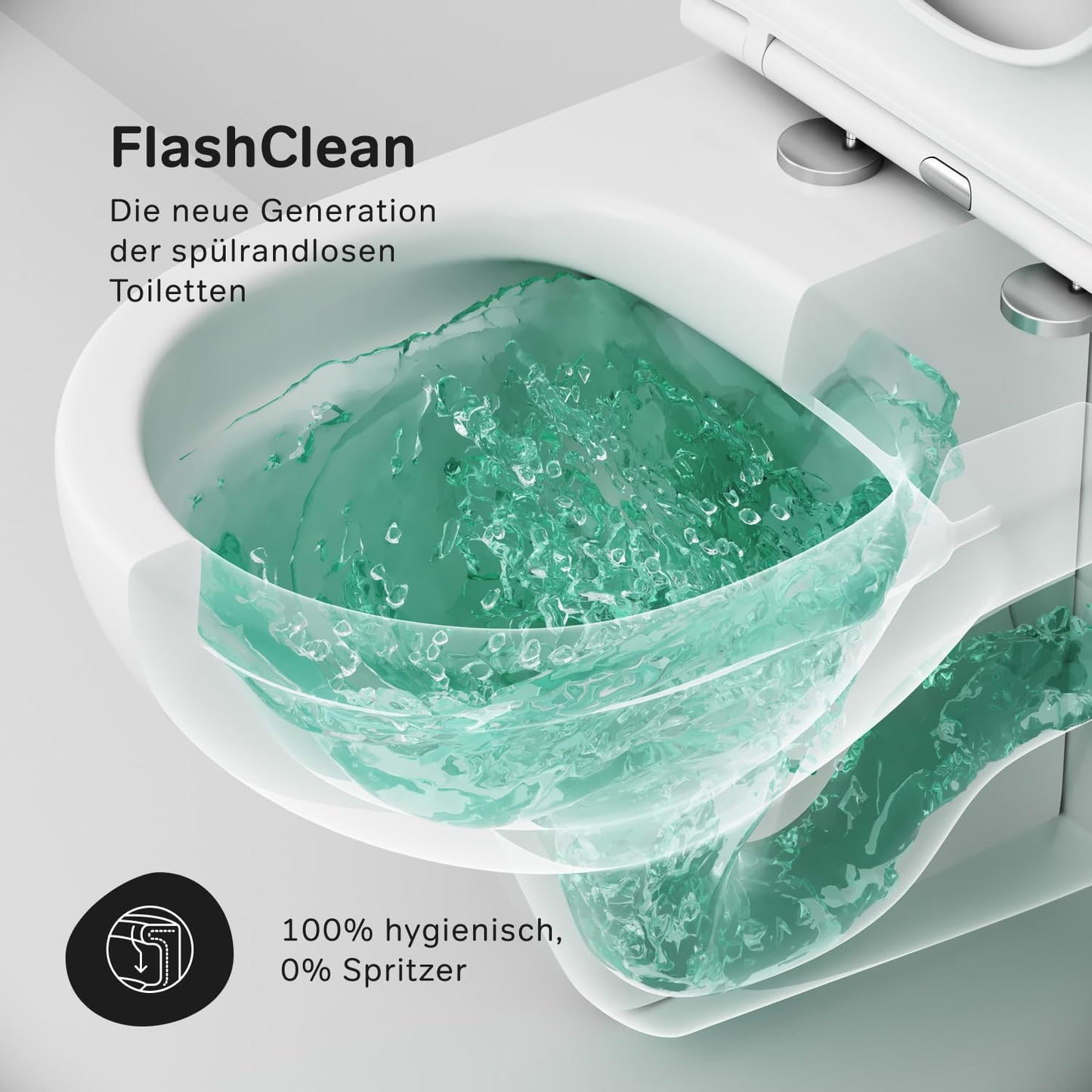 AM.PM X-Joy S - Spülrandlos Hänge WC, Tiefspül Toilette FlashClean, Wand WC mit Toilettendeckel mit Absenkautomatik, Hänge Toilette aus Keramik, Weiß, 50 cm lang
