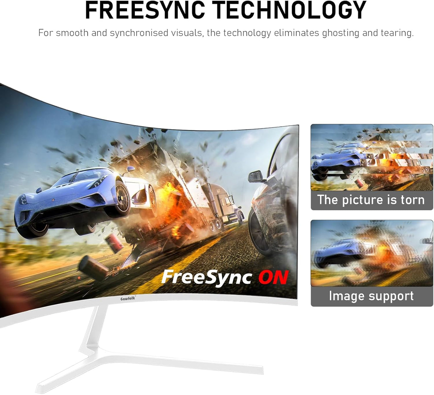Gawfolk PC Monitor 32 Zoll UHD 4K 60Hz, Ultraklar (3840×2160p) Computer Bildschirm mit FreeSync, HDMI, DisplayPort, 178° Betrachtungswinkel, Unterstützt VESA100*100mm