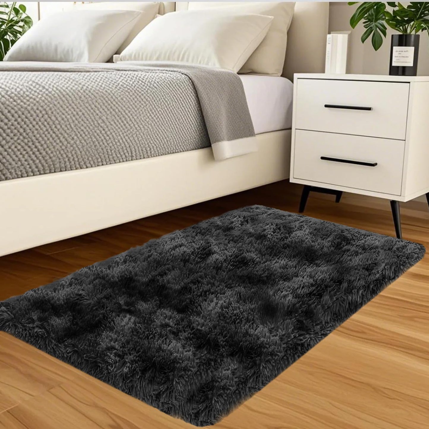 High Pile Living Room Rug, 140 x 200 cm, Cream Fuzzy Shaggy Fluffy Rug for Bedroom Rugs, Modern Plush Living Room Rug, Bed Rug, High-Pile Carpet, Non-Slip for Children's Room