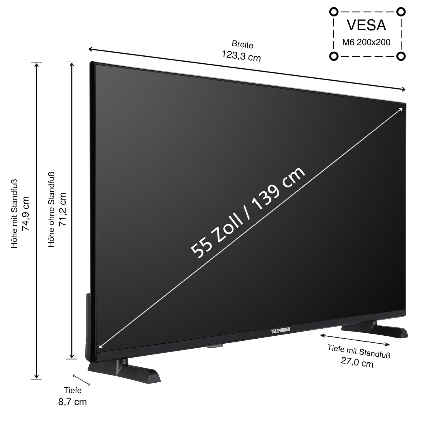 TELEFUNKEN VIDAA D43U790B2CW 4K TV 43 Inch Smart TV UHD, HDR TV with Dolby Vision, Triple Tuner and 6 Months HD+ Including LED TV, Black