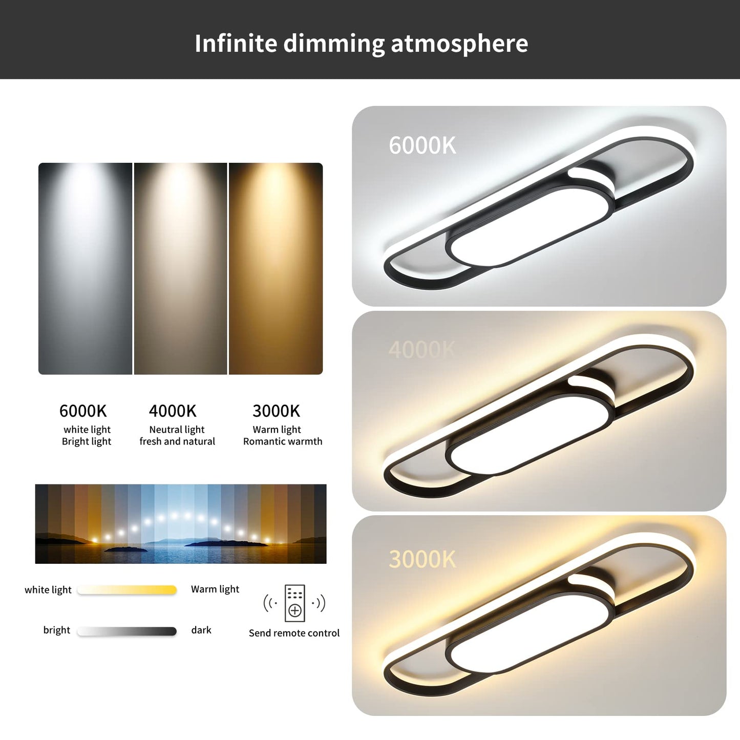 Oninio Modern LED Ceiling Light Dimmable Ceiling Light with Remote Control 70 cm Ceiling Light for Living Room, Kitchen, Dining Room, Bedroom, 40 W (Gold)
