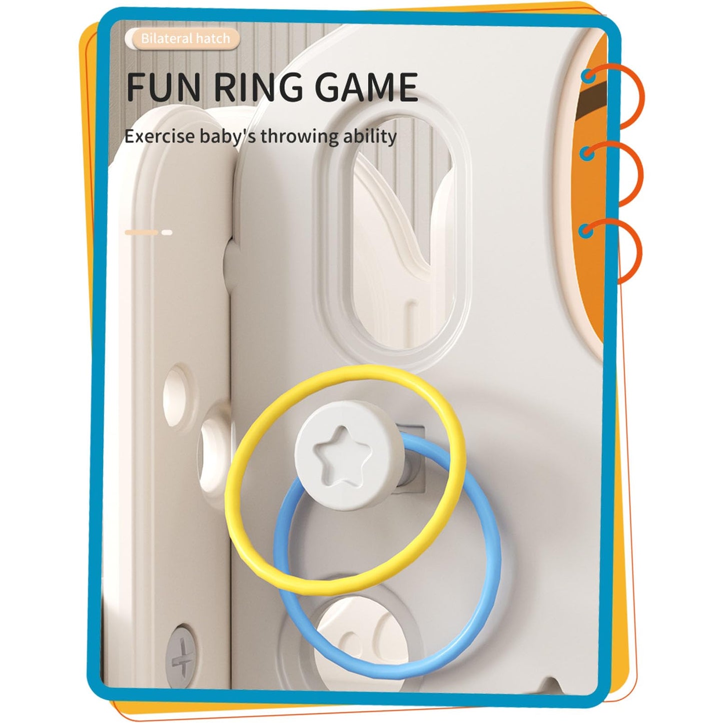 Rutsche mit Klettergerüst für Kinder: Indoor Spielplatz mit - Aufbewahrungsbox Tunnel Treppenleiter Basketballkorb und Durchgangsbereich Gartenrutsche (Star Set-G-Brown)